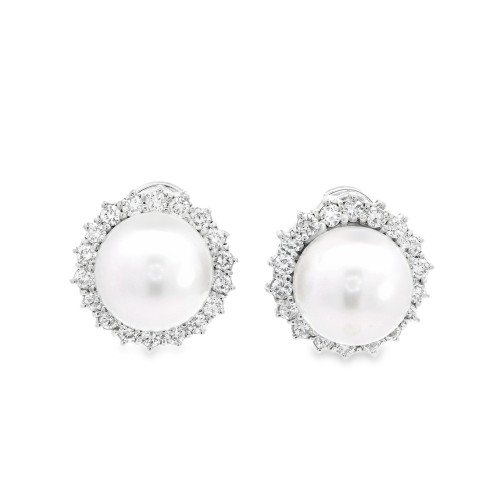 Orecchini Perla Australiana Diamanti ct 1,05 F VS Oro 18 kt 11,56 gr