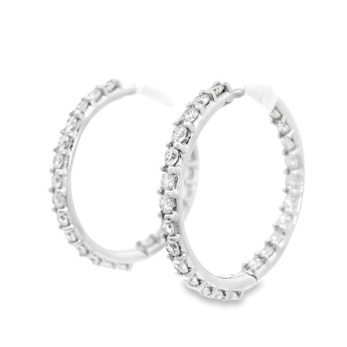 Orecchini Cerchio Diamanti ct 1,32 F VVS Oro 18 kt 5,9 gr