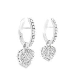 Orecchini pendente Cuore Diamanti ct 0,78 Oro 18 kt 2