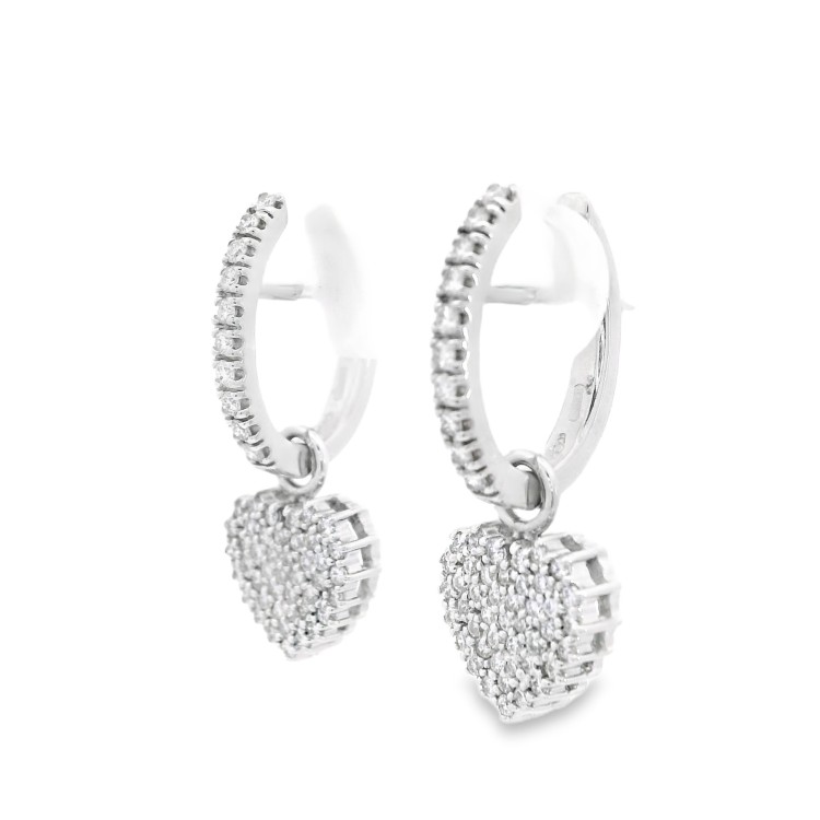 Orecchini pendente Cuore Diamanti ct 0,78 Oro 18 kt