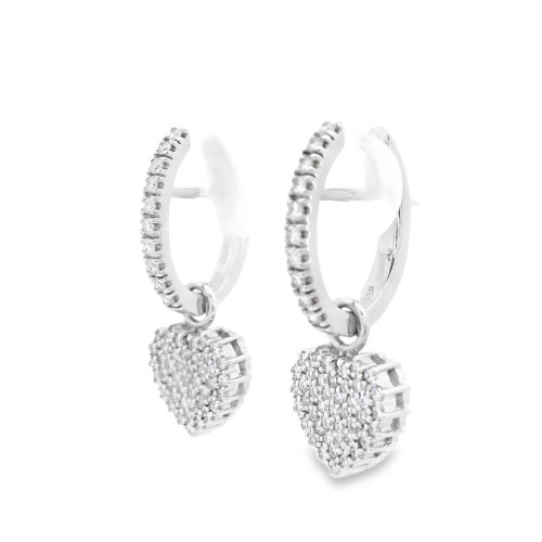 Orecchini pendente Cuore Diamanti ct 0,78 Oro 18 kt