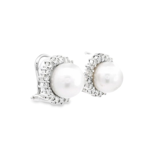 Orecchini Perla Australiana Diamanti ct 1,05 Oro 18 kt