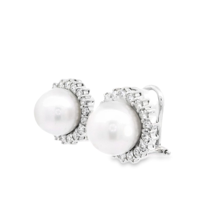 Orecchini Perla Australiana Diamanti ct 1,05 Oro 18 kt