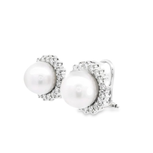 Orecchini Perla Australiana Diamanti ct 1,05 F VS Oro 18 kt 11,56 gr
