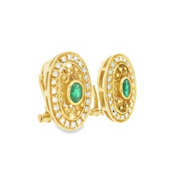 Orecchini Smeraldi Diamanti ct 0,44 Oro 18 kt 2