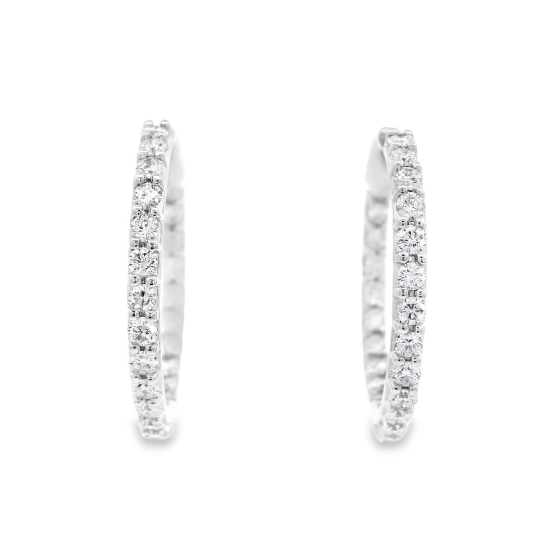 Orecchini Cerchio Diamanti ct 1,32 F VVS Oro 18 kt 5,9 gr