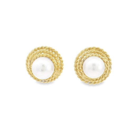Orecchini Perla Giapponese A 7,5 mm Oro 18 kt