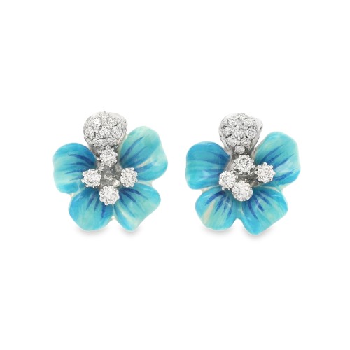 Orecchini a Fiore Diamanti ct 0,26 Oro 18 kt