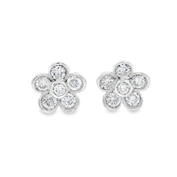Orecchini Fiore Diamanti ct 0,22 Oro 18 kt