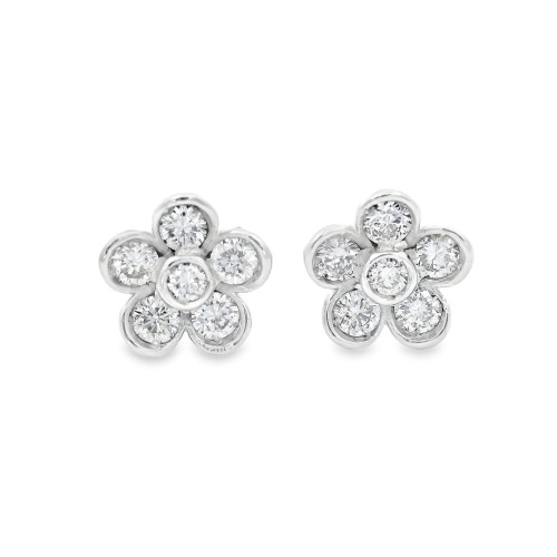 Orecchini Fiore Diamanti ct 0,22 Oro 18 kt