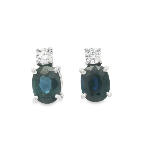 Orecchini Zaffiri Diamanti ct 0,16 Oro 18 kt