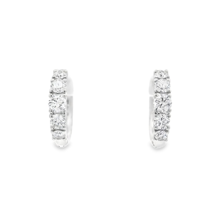 Orecchini a Cerchio a scalare 14,8 x 3 x 2,4 mm Diamanti ct 0,65 EF VS Oro Bianco 18 kt 3,25 gr