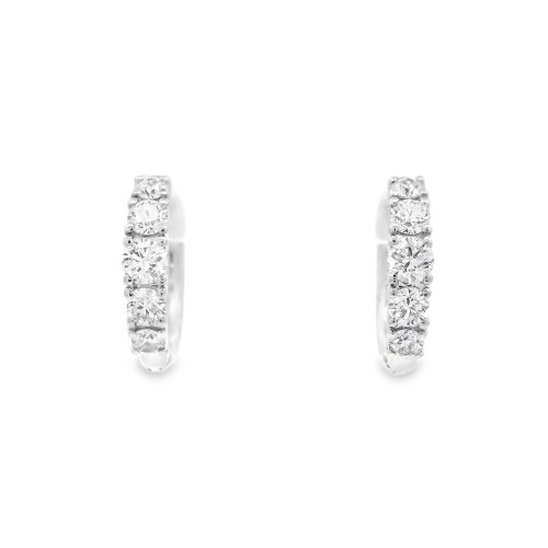 Orecchini a Cerchio a scalare 14,8 x 3 x 2,4 mm Diamanti ct 0,65 EF VS Oro Bianco 18 kt 3,25 gr