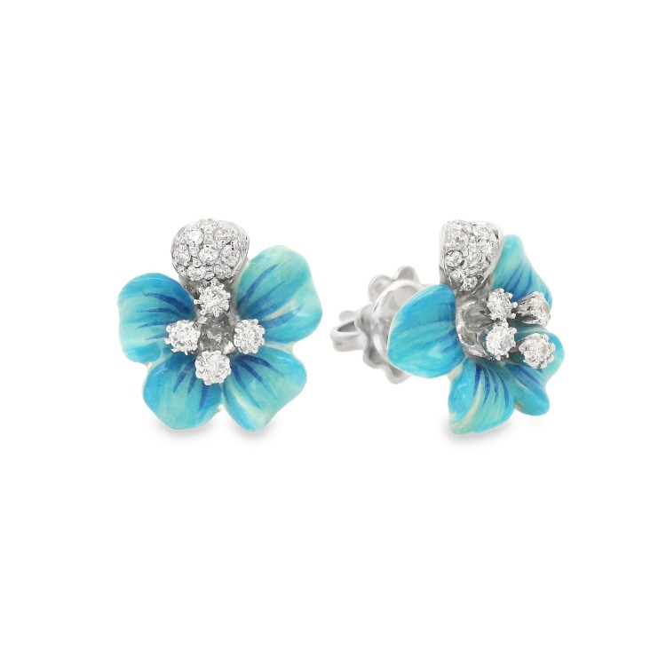 Orecchini a Fiore Diamanti ct 0,26 Oro 18 kt