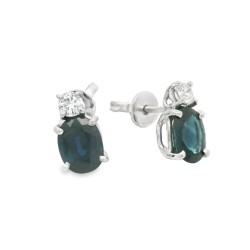Orecchini Zaffiri Diamanti ct 0,16 Oro 18 kt 2