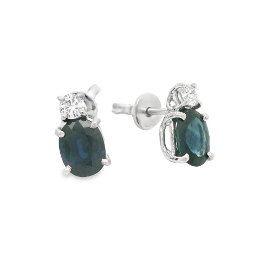 Orecchini Zaffiri Diamanti ct 0,16 Oro 18 kt