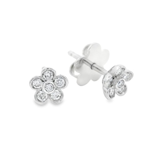 Orecchini Fiore Diamanti ct 0,22 Oro 18 kt