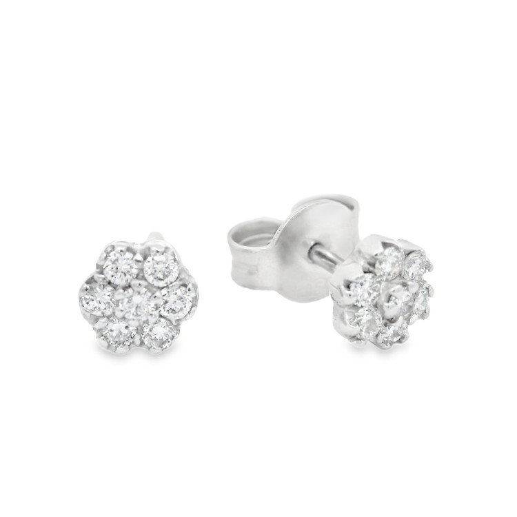 Orecchini Margherita 6+1 Diamanti ct 0,20 F VVS Oro 18 kt 1,20 gr