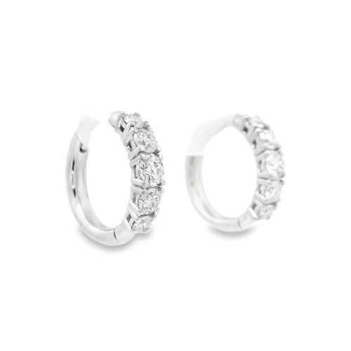 Orecchini a Cerchio a scalare 14,8 x 3 x 2,4 mm Diamanti ct 0,65 EF VS Oro Bianco 18 kt 3,25 gr