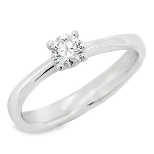 Anello Solitario Diamante Modello 4VAS ct 0,32 F VVS2 VG VG VG Oro bianco 18 kt GIA 5363744110 iscrizione Laser 3,53 gr