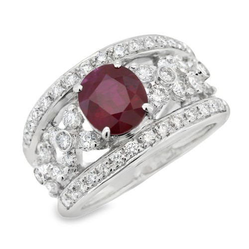 Anello Rubino Diamanti ct 0,98 Oro 18 kt