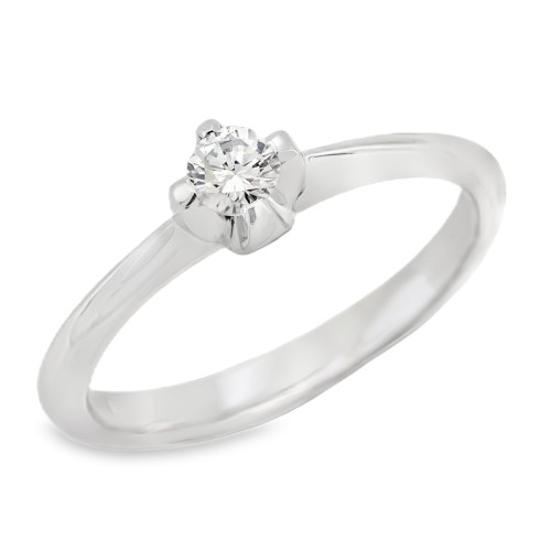 Anello Solitario Diamante ct 0,18 F VVS Oro 18 kt 3,23 gr