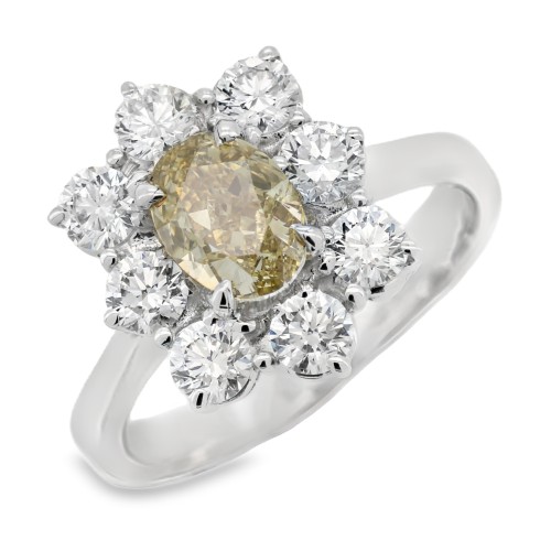 Anello Diamante Fancy Margherita ct 1,12  misura 7 x 5 mm con certificato IGI Diamanti ct 1,05 F VS Oro 750 18 kt 5,32 gr