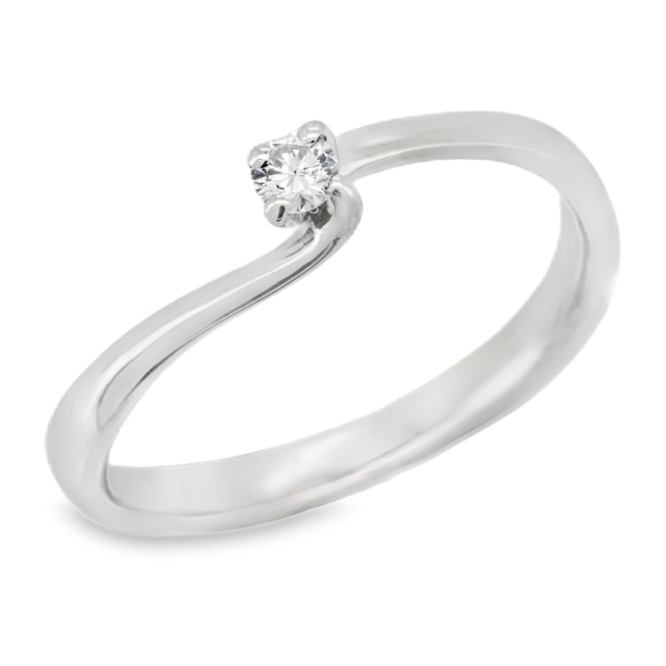 Anello Solitario Diamante Modello Valentino 4GVV Diamante ct 0,077 F VVS  Oro Bianco 18 kt 2,20