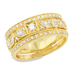 Anello Fascia Diamanti ct 0,37 + M 0,36 Oro 18 kt