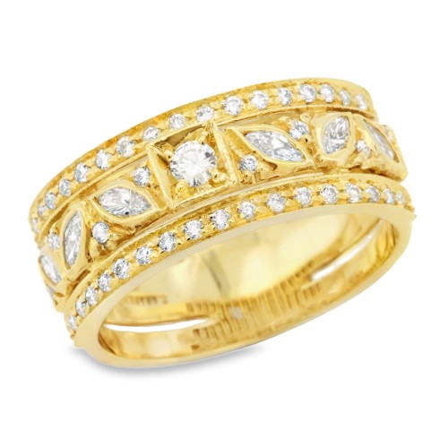 Anello Fascia Diamanti ct 0,54 + M 0,28 Oro 18 kt