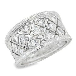 Anello Fascia Diamanti ct 0,60 F VVS e Oro Bianco 750 18 kt 9,38 gr