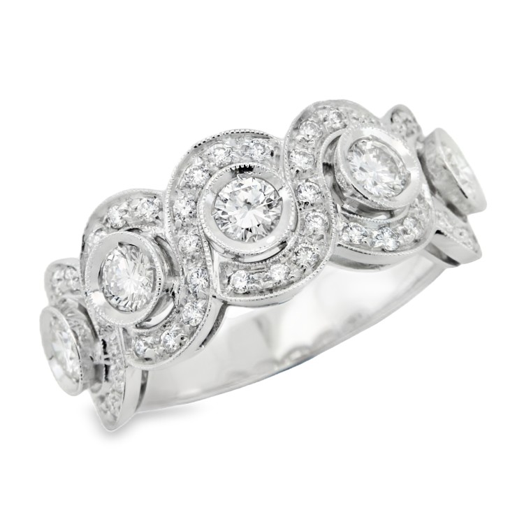Anello Fascia Diamanti ct 0,63 + 0,40 Oro 18 kt