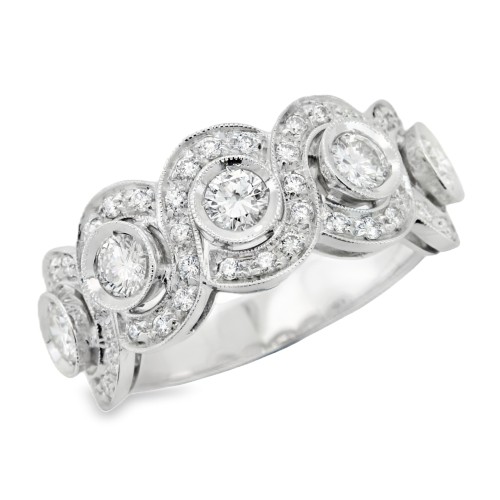 Anello Fascia Diamanti ct 0,63 + 0,40 Oro 18 kt