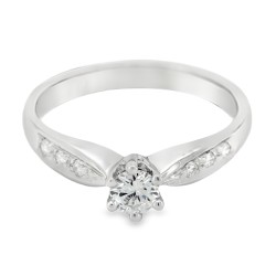 Anello Solitario Diamante ct 0,24 + 0,08 Oro 18 kt 2