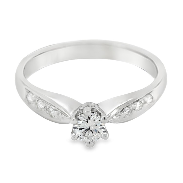 Anello Solitario Diamante ct 0,24 + 0,08 Oro 18 kt
