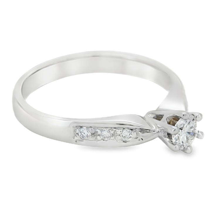 Anello Solitario Diamante ct 0,24 + 0,08 Oro 18 kt