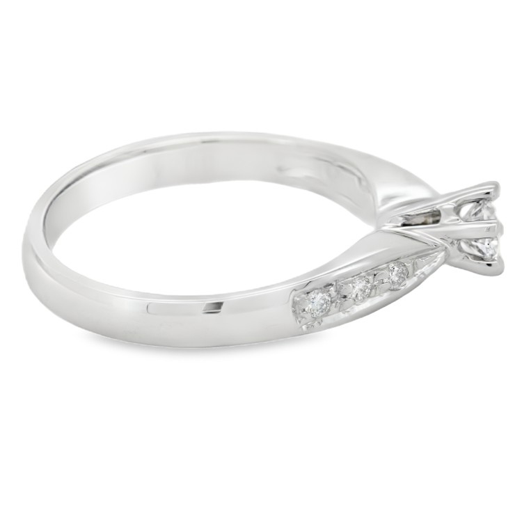 Anello Solitario Diamante ct 0,24 + 0,08 Oro 18 kt
