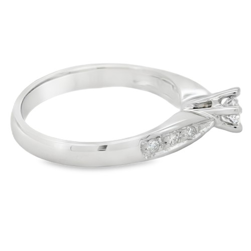 Anello Solitario Diamante ct 0,32 F VVS ( 0,24 + 0,08) e Oro Bianco 750 18 kt 3,25 gr