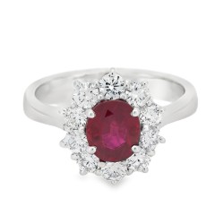Anello Margherita Rubino ct 1,31 Diamanti ct 0,95 - Oro Bianco 18 kt 5,8 gr 2