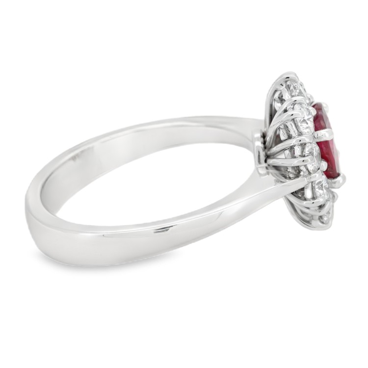 Anello Margherita Rubino ct 1,31 Diamanti ct 0,95 - Oro Bianco 18 kt 5,8 gr