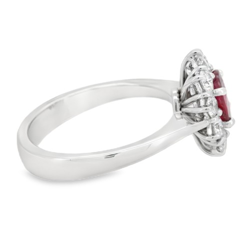 Anello Margherita Rubino ct 1,31 Diamanti ct 0,95 - Oro Bianco 18 kt 5,8 gr