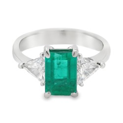 Anello Smeraldo Diamanti ct 0,64 Oro 18 kt 2