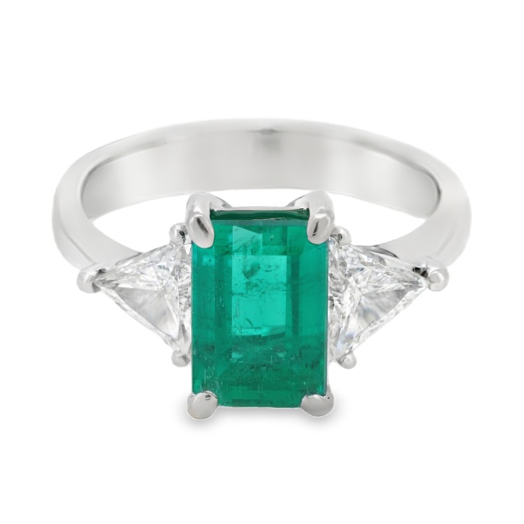 Anello Smeraldo Diamanti ct 0,64 Oro 18 kt