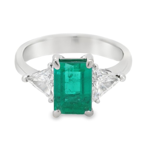 Anello Smeraldo Diamanti ct 0,64 Oro 18 kt