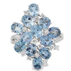 Anello Acquamarina Diamanti ct 0,20 Oro 18 kt 2