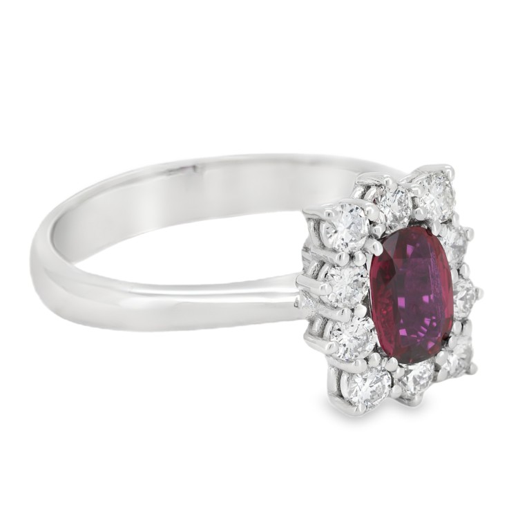 Anello Margherita Rubino ct 0,52 Diamanti ct 0,47 F VS  Oro 18 kt 4,28 gr
