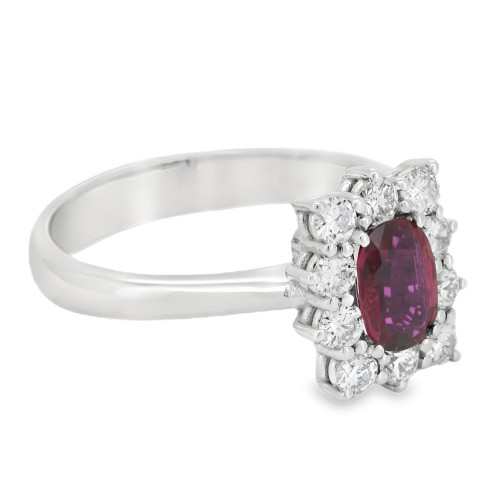 Anello Margherita Rubino ct 0,52 Diamanti ct 0,47 F VS  Oro 18 kt 4,28 gr