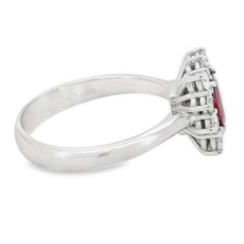 Anello Margherita Rubino ct 0,52 Diamanti ct 0,47 F VS  Oro 18 kt 4,28 gr