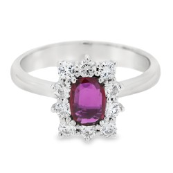 Anello Rubino Margherita Diamanti ct 0,38 Oro 18 kt 2