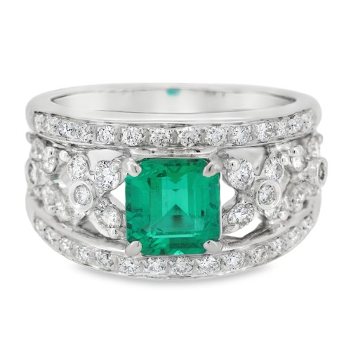 Anello Smeraldo Diamanti ct 0,82 Oro 18 kt
